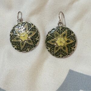 Chico’s geometric green and yellow Round Earrings